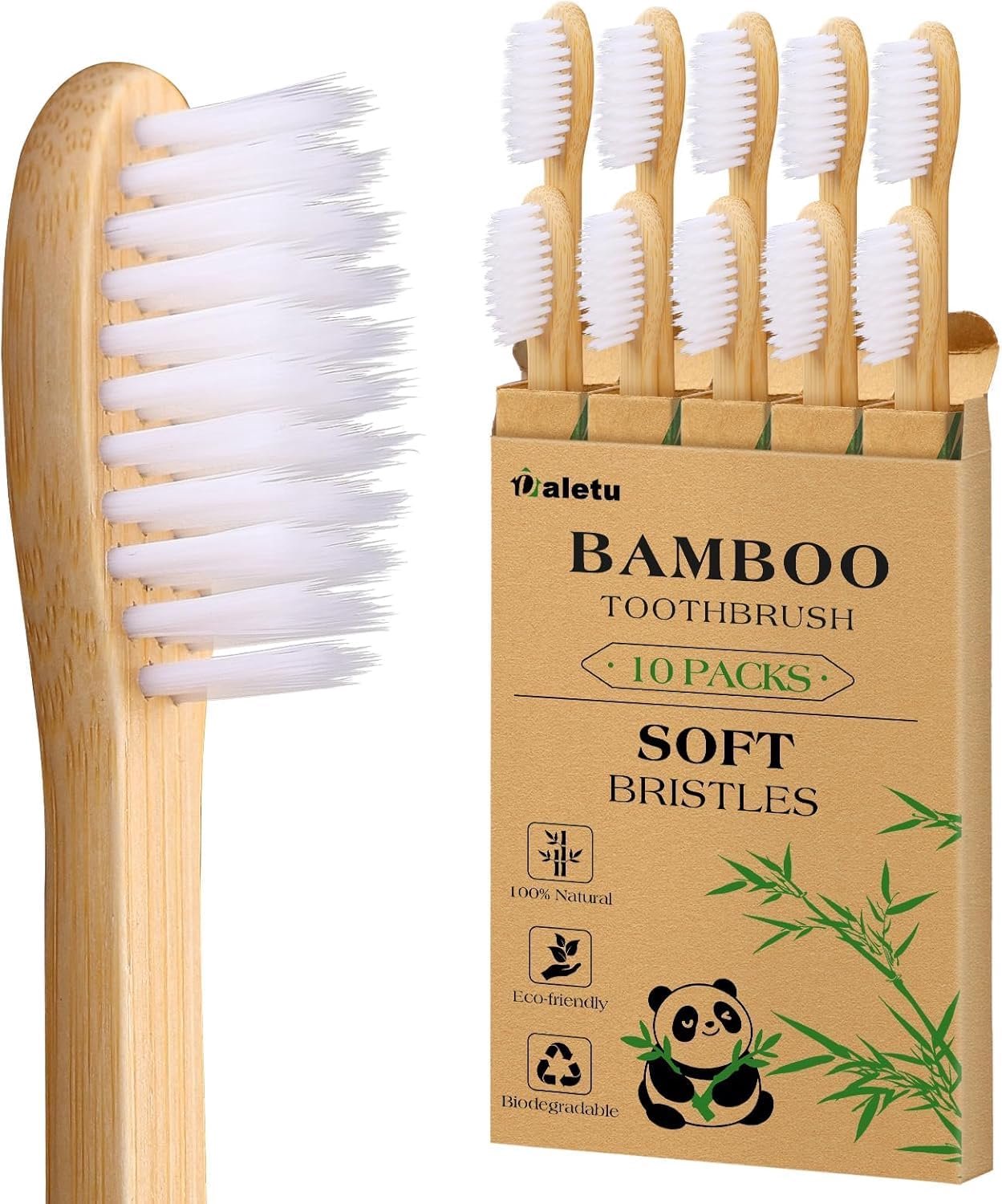Tandenborstel zachte borstel - 10 stuks bamboo - duurzaam en ecologisch - perfect voor reizen - ShopVlot