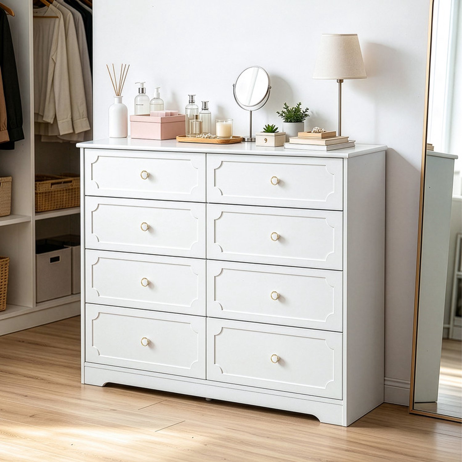 LEADZM Ladekast met 8 lades - Wit - 105 x 38 x 90 cm