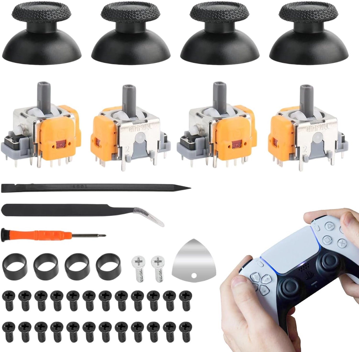3D Joystick voor PS5, 4 stuks vervangende controllers voor PS5-controller, analoge thumbstick-module, 3D analoge joystick voor PS5-controller, 3D analoge sensor joystick-module