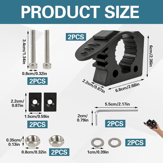 2 stuks schophouders van robuust rubber, verstelbare montagehouder, Quick Fist houder, voor gereedschapshandgrepen met een diameter van 3-4 cm, vrachtwagen, dakbagagedrager, garage en wandmontage — afbeelding 2