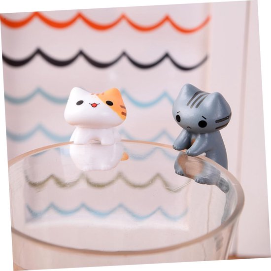 6 Stuks Katten Speelgoed Voor Binnenkatten Miniatuur Tuin Miniaturen Plastic Kattendecoratie Kinderen Vrienden Familie — afbeelding 2
