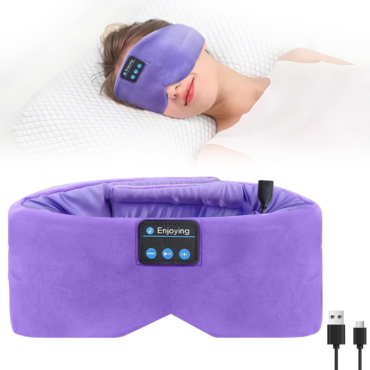 Slaapmasker met Bluetooth Hoofdtelefoon, HD Stereo Geluid voor Ontspanning, Meditatie en Reizen