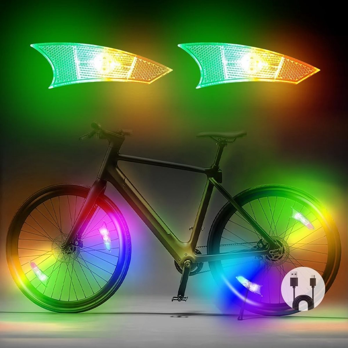 2 Stuks LED Fietswielverlichting, Waterdichte Neon Spakenlichten voor Fietswielen, Kleurige Fietsaccessoires voor Veiligheid en Zichtbaarheid