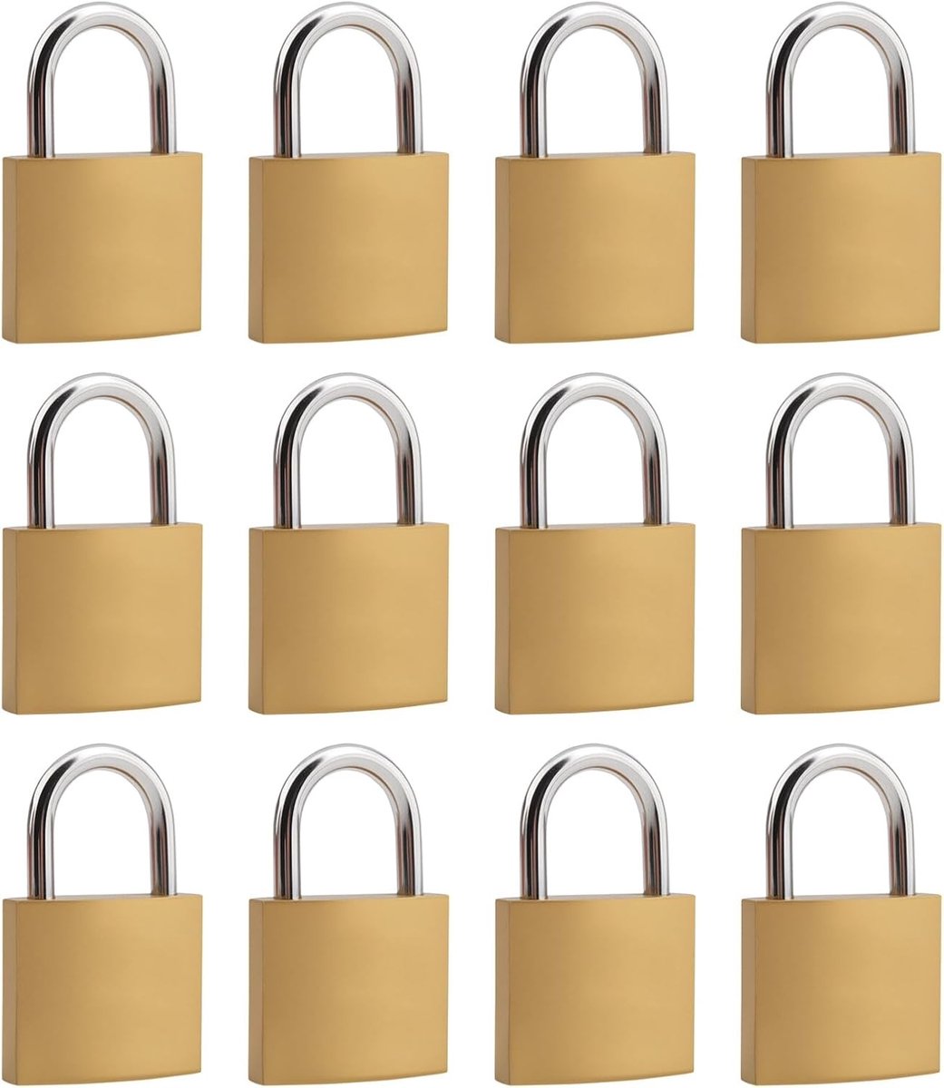 12 Stuks Kleine Messing Hangsloten Sleutels Mini Hangslot Voor Koffers en Sportlockers 32x12x50mm