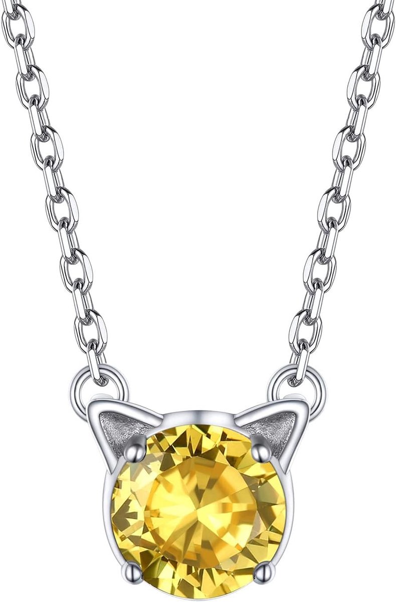 Vrouwen Zilveren Geboortesteen Ketting, 12 Maanden Kat Ontwerp, S925 Stempel, Moederdag Cadeau, Luxe Geschenkdoos, Sterling Zilver Sieraad