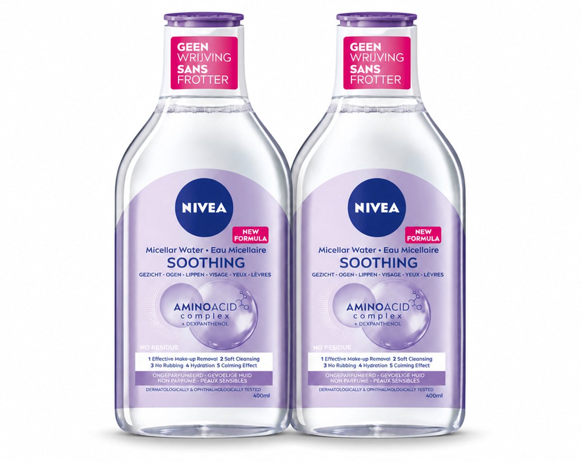 2 x NIVEA - Micellair Water - Essentials Verzachtend - Gevoelige huid - Met Aminozuren & Dexpanthenol - Make-up Verwijderaar - 400 ml - Bulkverpakking - 2 stuks