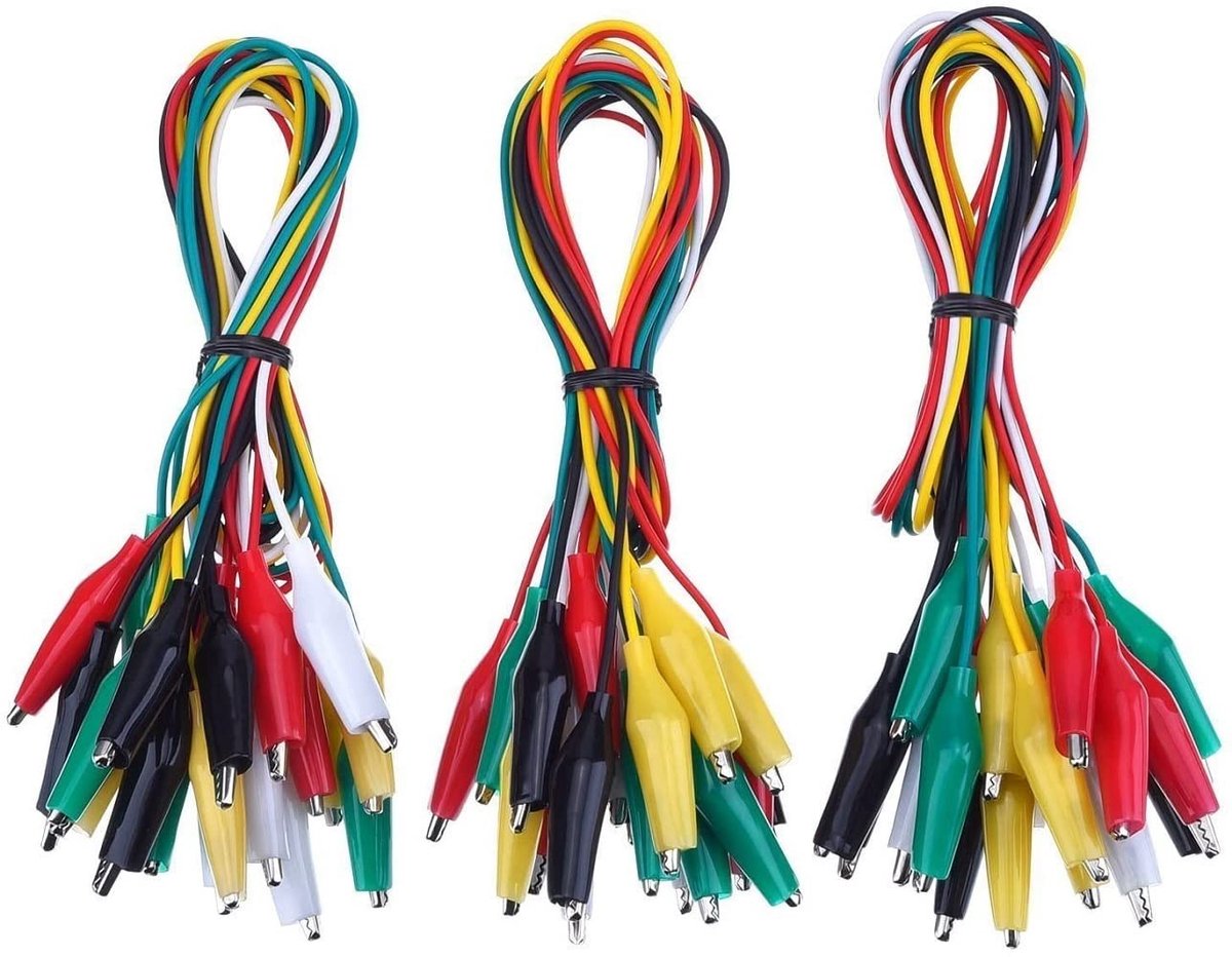 Set van 30 Stuks Test Leads met Krokodillenclips - Geïsoleerde Testkabels voor Multimeter en Elektronische Toepassingen, 50 cm