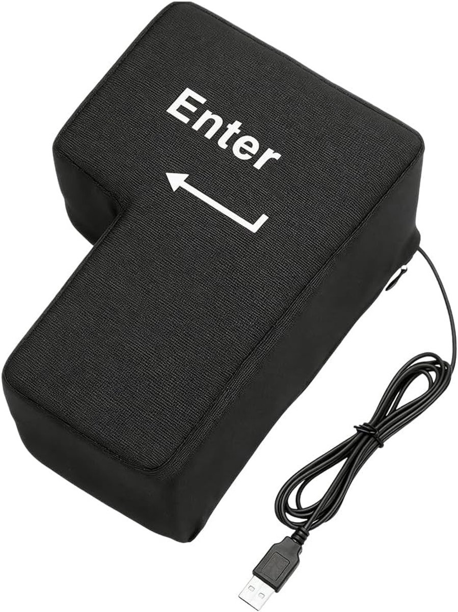 Comfortabel Enter Knop Kussen, USB Anti-Compressie Kussen voor Bureau, Perfect Cadeau voor Programmeurs, 21 x 15 x 10 cm