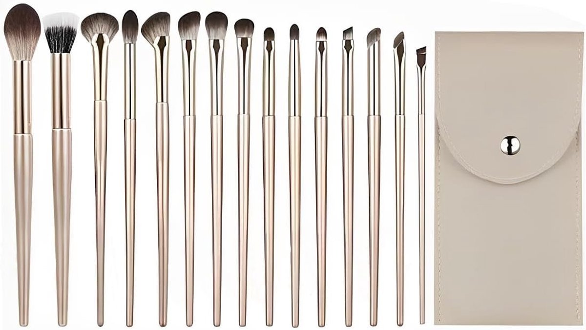 Complete Set van 15 Oogschaduw Make-up Kwasten voor Perfecte Oogmake-up en Blending