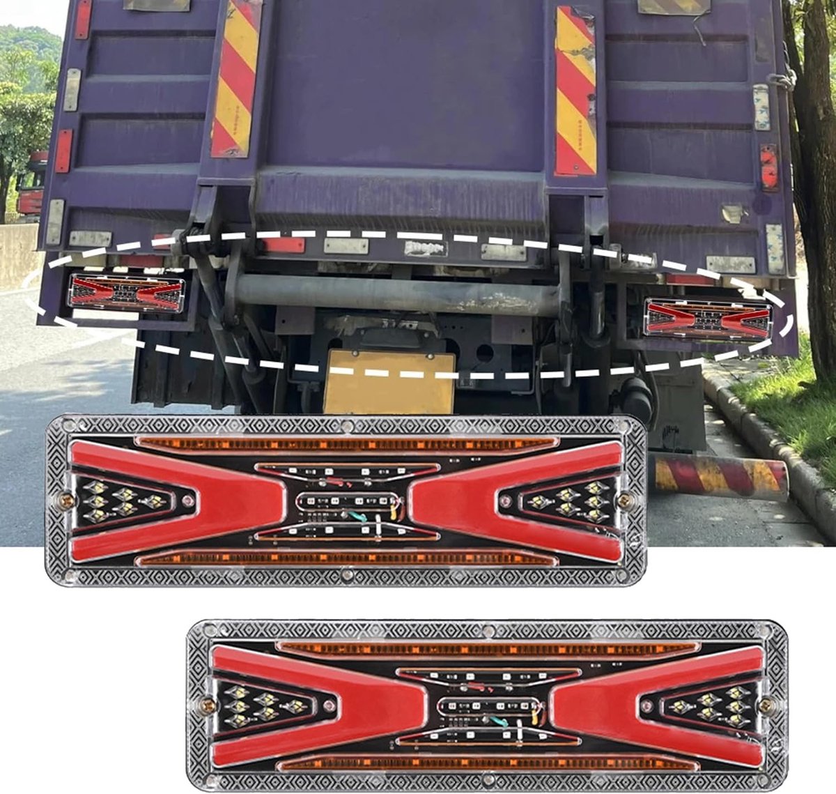 2 x waterdichte led-achterlichten voor aanhangers, 56 leds, 12 V/24 V, 5 functies, geschikt voor vrachtwagens, campers en bestelwagens