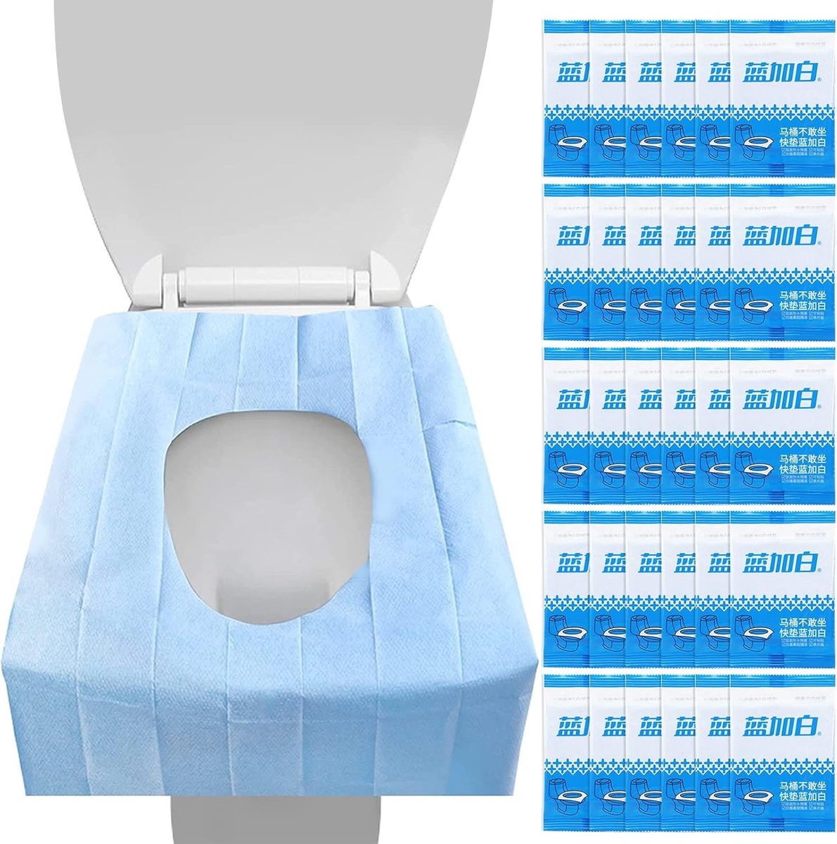 Verwisselbare Toiletbril Beschermers - Waterdichte Papieren Pads voor Openbare Toiletten, Campings en Reizen (30 Stuks)