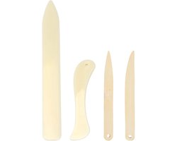 Set van 4 Houten Gereedschappen voor Scrapbooking en Boekbinding - Papier Crimper, Vouwpapier en Bone Folder voor Creatieve Projecten