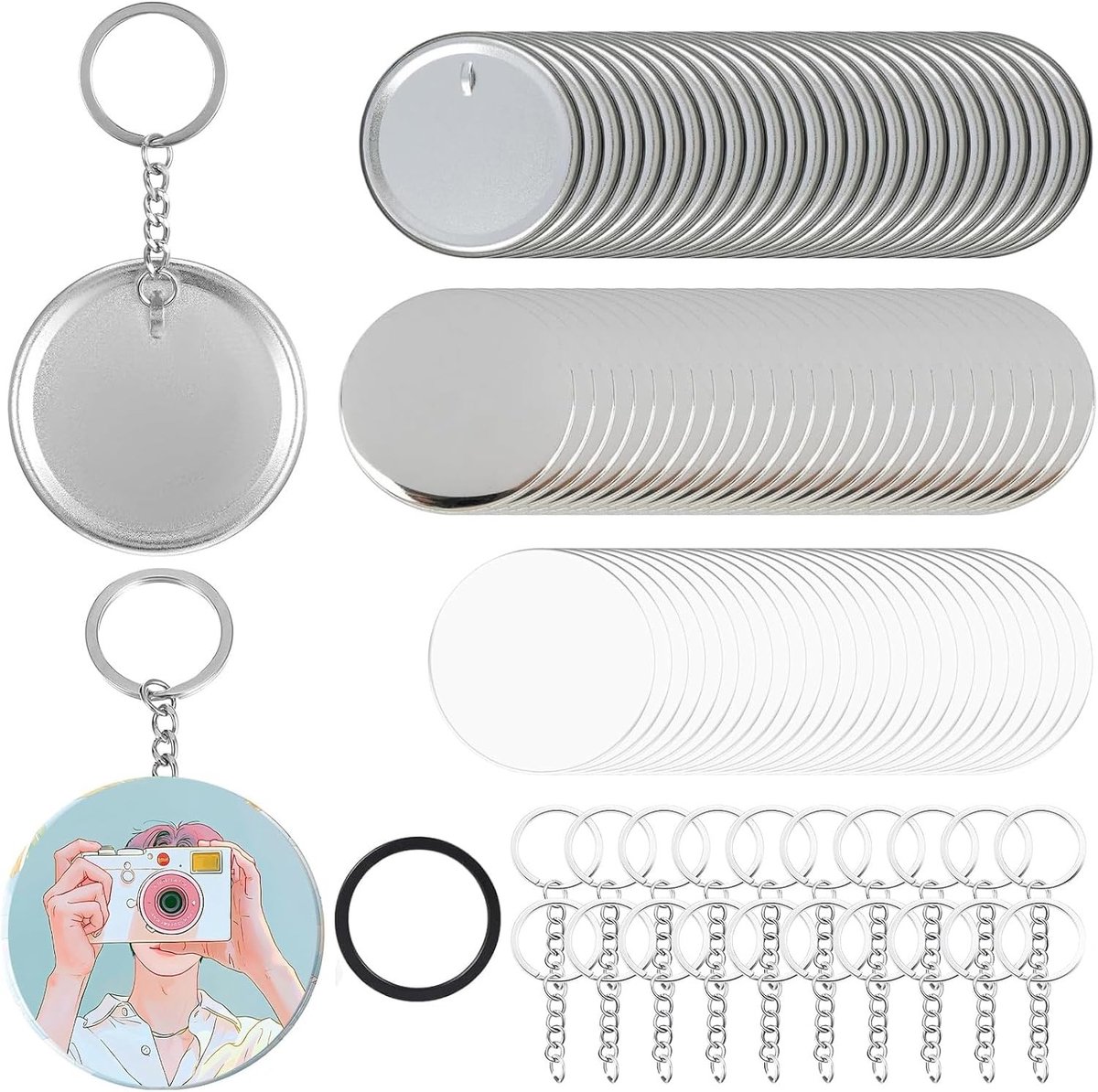 Buttonmachine 58 mm - Transparant - 58 mm - Metalen Doe-Het-Zelf Set voor Creatieve Buttons en Sleutelhangers
