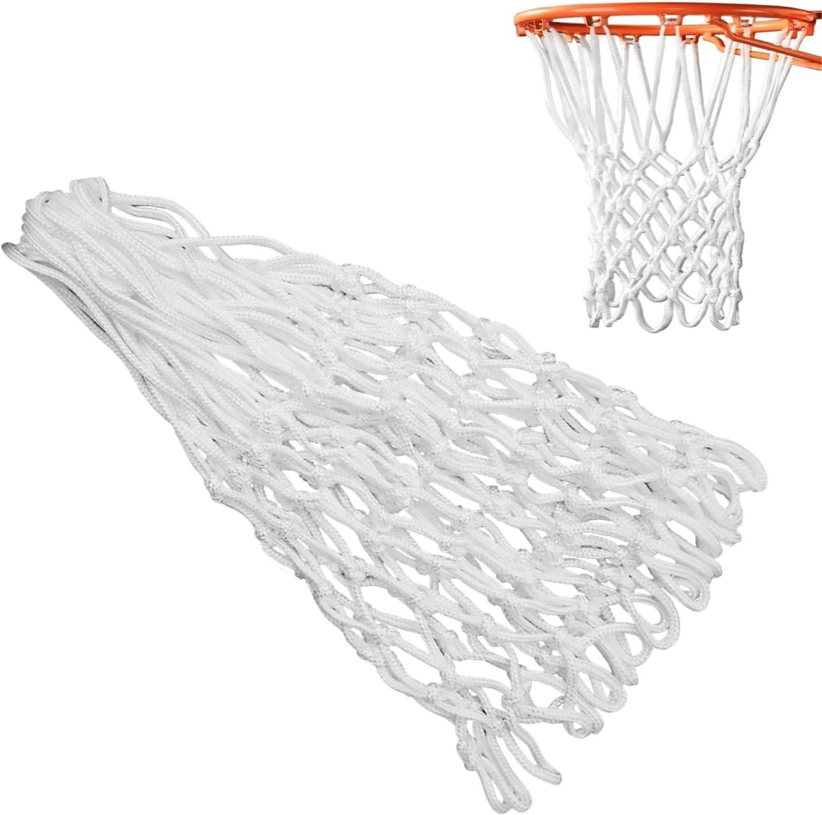 Vervangend basketbalnet voor binnen en buiten, weerbestendig, standaardmaat met 12 lussen, UV- en corrosiebestendig, geschikt voor alle basketbalringen