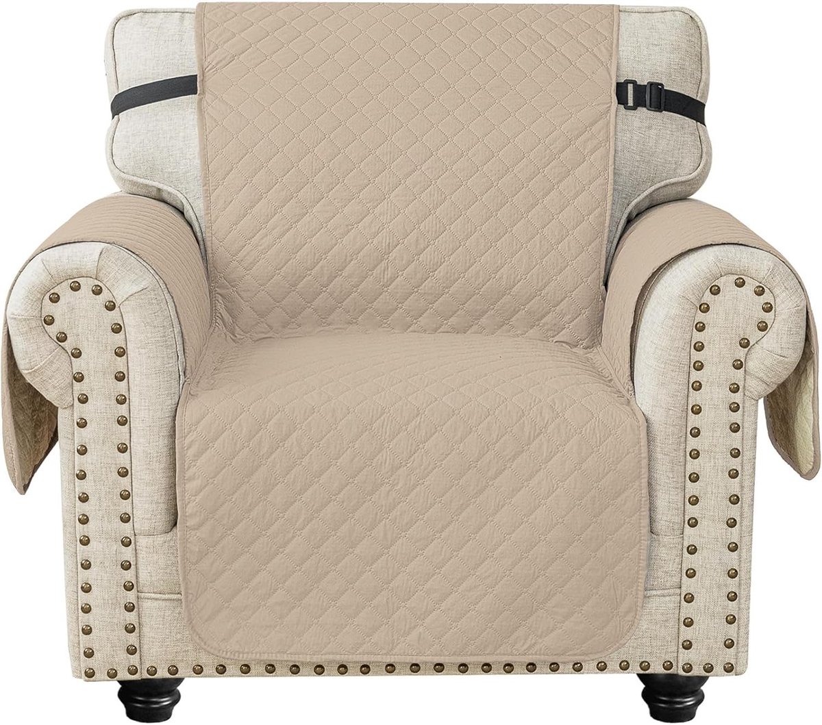 Fauteuilhoes - Beige - 1 Zit L 60 cm - Waterdichte, Krasbestendige Bankhoes met Anti-slip - Voor Bescherming van Meubels