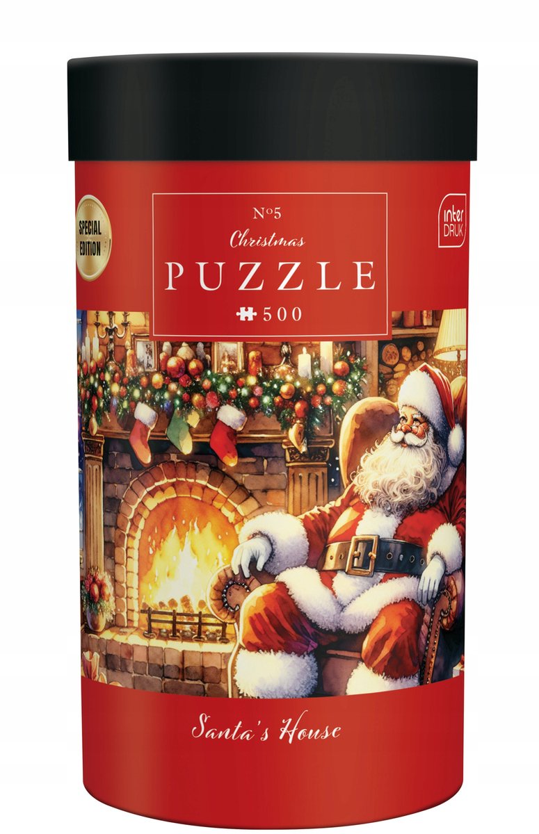 Kerstpuzzel 500 stukjes - Huis van de Kerstman in Decoratieve Koker