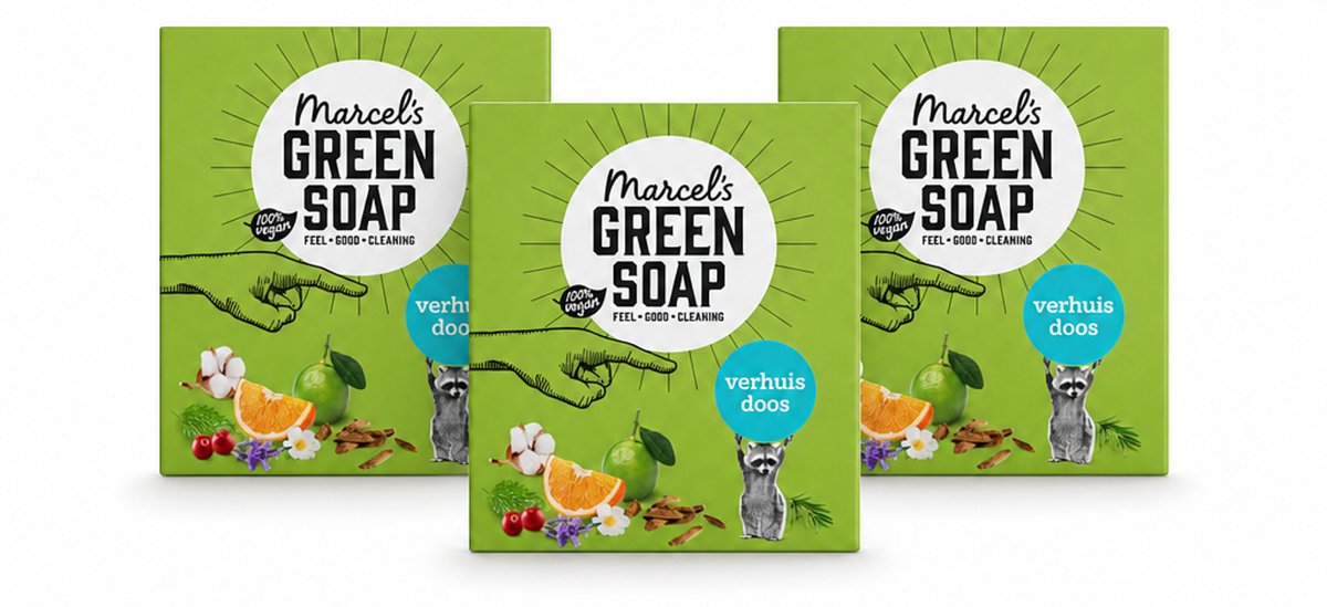 3 x Marcel's Green Soap - Verhuisdoos - Duurzaam Schoonmaken - Natuurlijke verzorging - 8 Zeepjes - Voordeelverpakking - 3 stuks