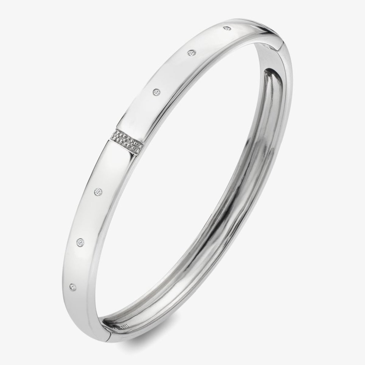 HOT DIAMONDS MOST LOVED DC178 ZILVEREN BANGLE ARMBAND MET DIAMANT EN WITTE TOPAAS 1 STUK