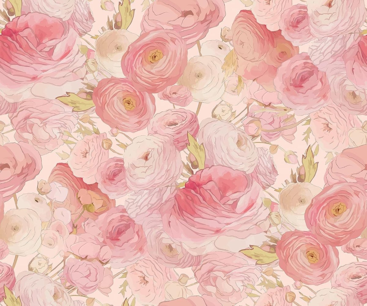Vintage Bloemenpatroon Wanddecoratie voor Woonkamer en Slaapkamer - Zelfklevend Behang en Meubelfolie in Roze, Perfect voor Interieurstyling en Creatieve Projecten