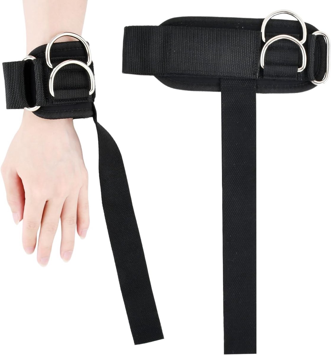 2 Stuks Gewichthefslingers met D-Ringen, Antislip Polsbanden voor Krachttraining, Bodybuilding en Deadlifting