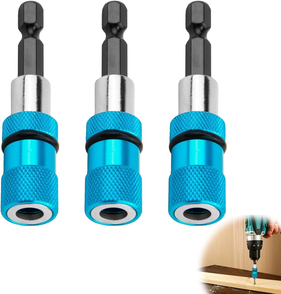 Set van 3 Magnetische Bit Houder voor Gipsplaten, 1/4 Inch Hex Shank met Snelle Wissel PH2 Bit, Geschikt voor Boormachines en Schroevendraaiers