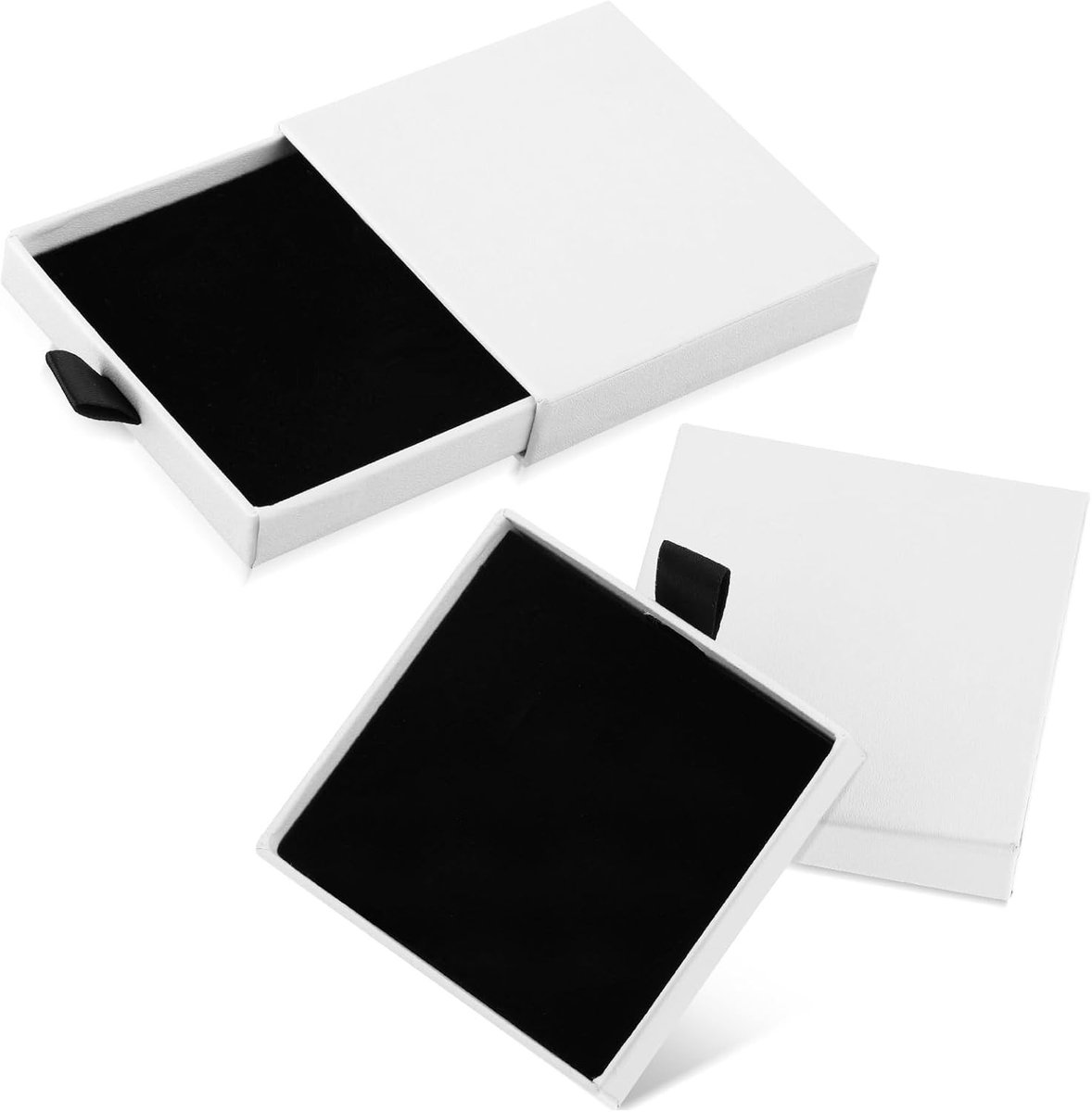 Sieraden cadeauverpakking set van 2, kleine vierkante doos voor armbanden, kettingen en oorbellen, kraftpapier, sieradenopslag