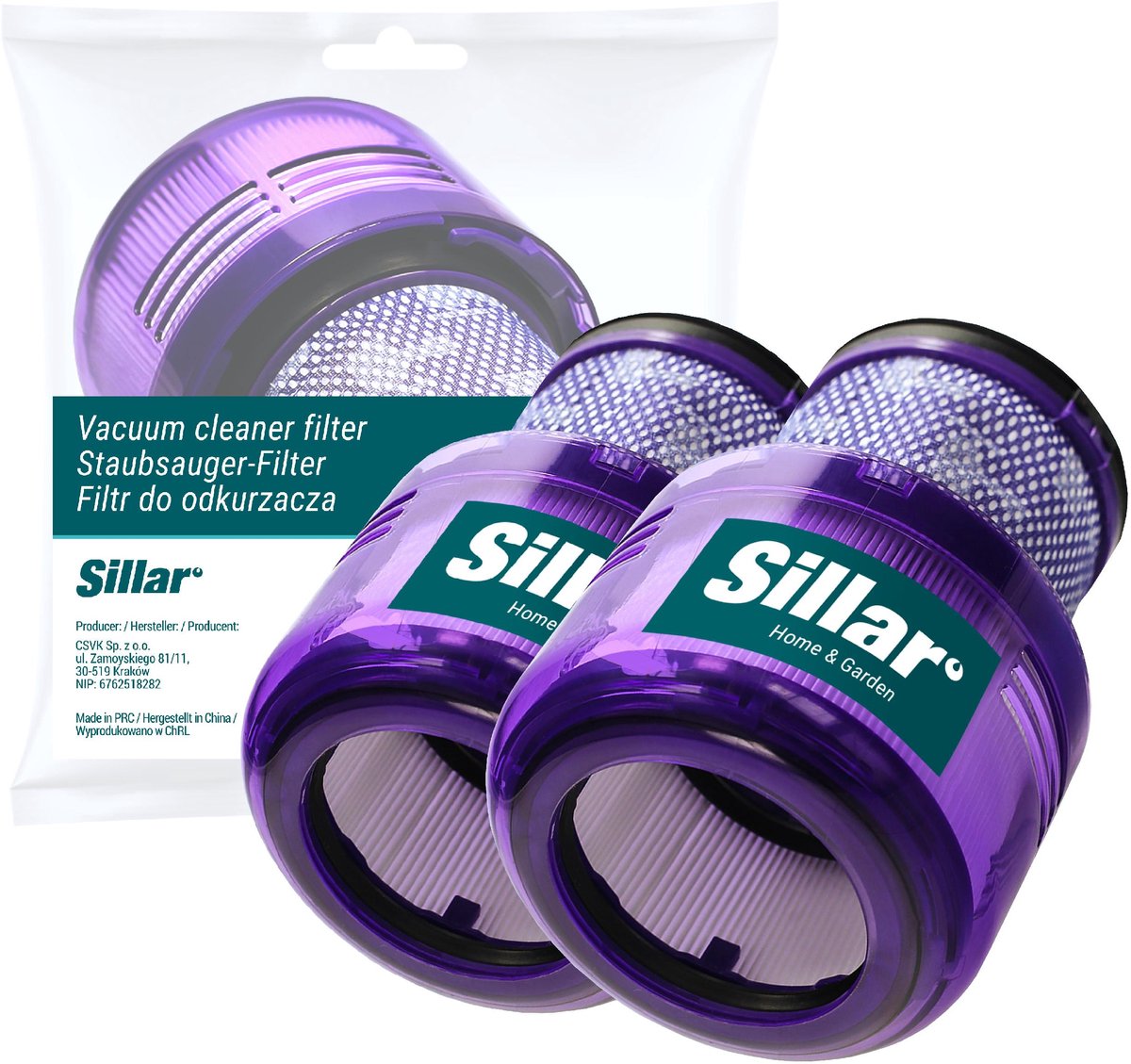 Sillar Set 2 stofzuigerfilters – wasbaar - vervangingsfilter geschikt voor Dyson V11 Absolute Pro SV14 Animal Total Clean V15 - vervangt 970013-02