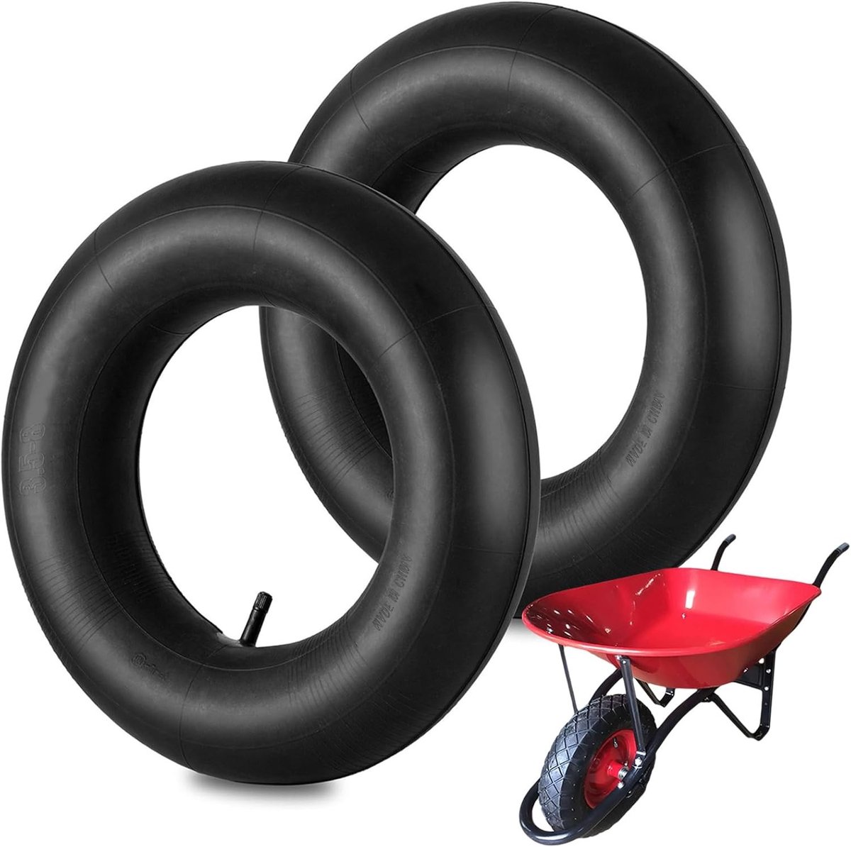Kruiwagenband - Zwart - 3,50-8 inch - Rubberen Binnenslang met TR87 Ventiel - Voor Kruiwagens en Tuinwagens