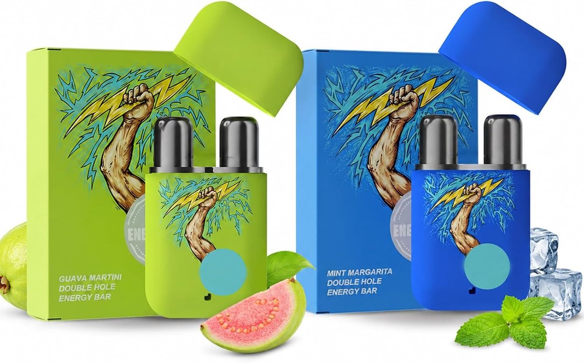 Draagbare Aromatherapie Inhalator met Dubbel Gat, 2 Stuks voor Verlichting bij Neusverstopping, Ideaal voor Werk en Studie met Mint en Guave Geur