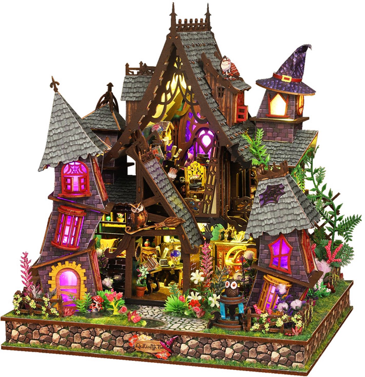 DIY Book Nook Bouwpakket - Strange Castle – Miniatuurhuis met LED-verlichting – Houten Modelbouw – Boekensteun