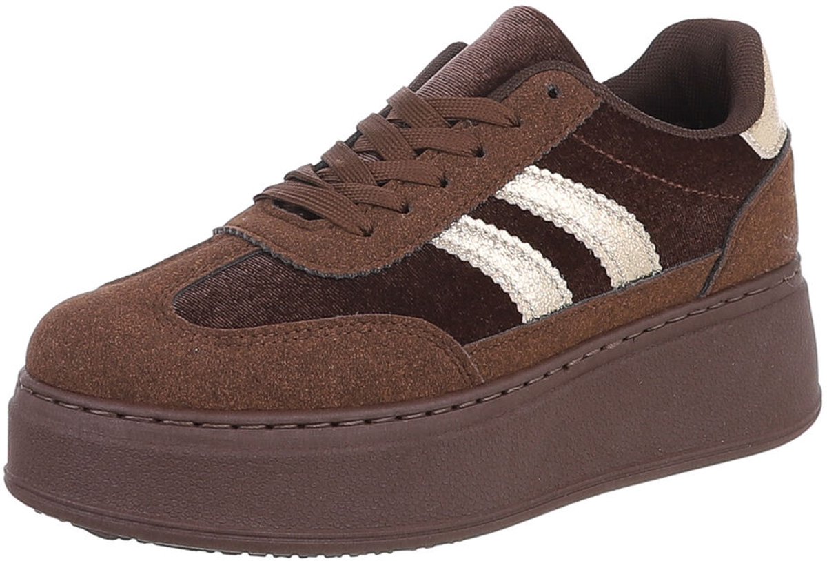 Sneaker met Plateauzool - Vetersluiting - Dames Mt:40