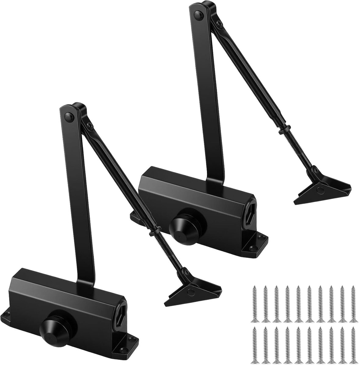 Automatische Deursluiters Set van 2, Hydraulisch, 175mm, Verstelbare Veer, Ideaal voor Thuis en Kantoor, Zwart