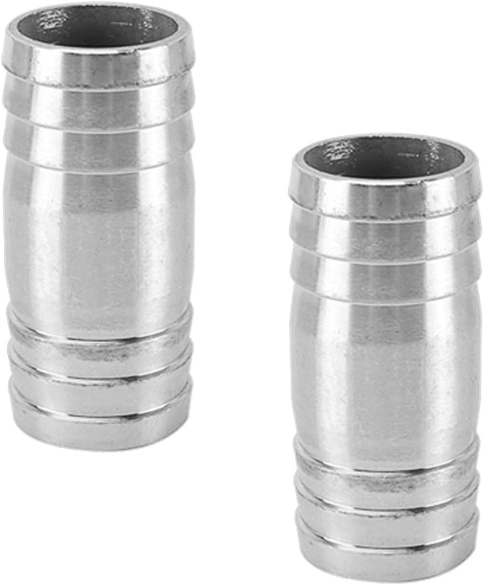 30mm RVS Rechte Slang Schroefverbinder, 2-Weg Slangtube, Afvoer Slang Verbinder, Slang Koppeling (Set van 2)