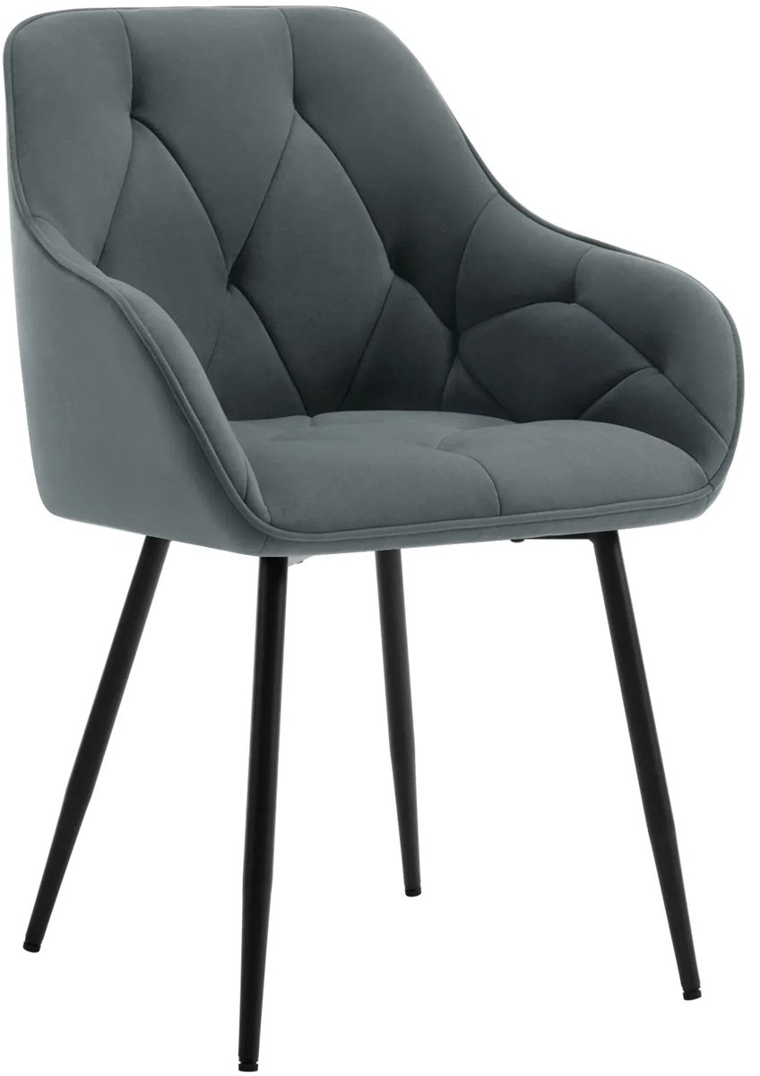 Klarven® Eetkamerstoelen Fluweel donkergrijs - Fluwelen Eetkamerstoelen - Dining Chairs - Eetkamerstoelen Set van 4 - Ergonomisch comfortabele zit - Metalen frame - Draagvermogen 120 kg - B56xd53xh83,5cm