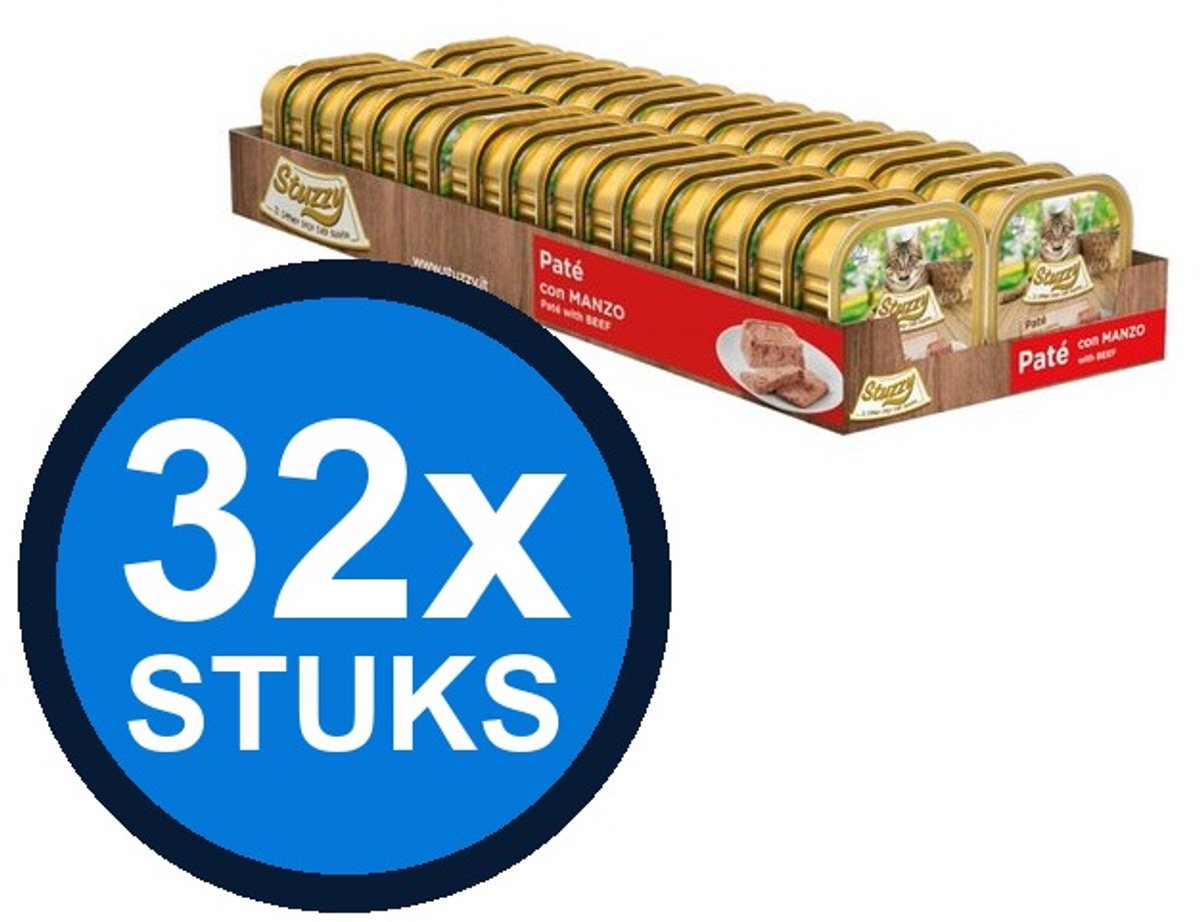 32x Stuzzy - Kat Paté Rund - Kattenvoer Natvoer - 100g