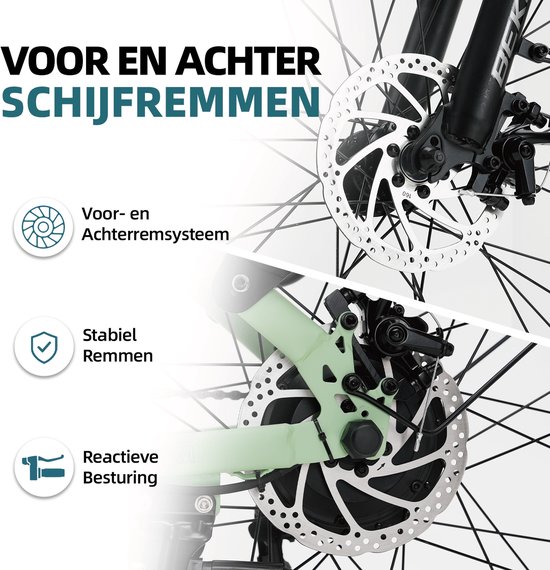 Elektrische fiets - Actieradius 75km - Verwijderbare batterij 36V 14.5Ah - Motor 250W - Shimano 7 versnellingen - 26 Inch City Commuter EBike - Groente — afbeelding 3