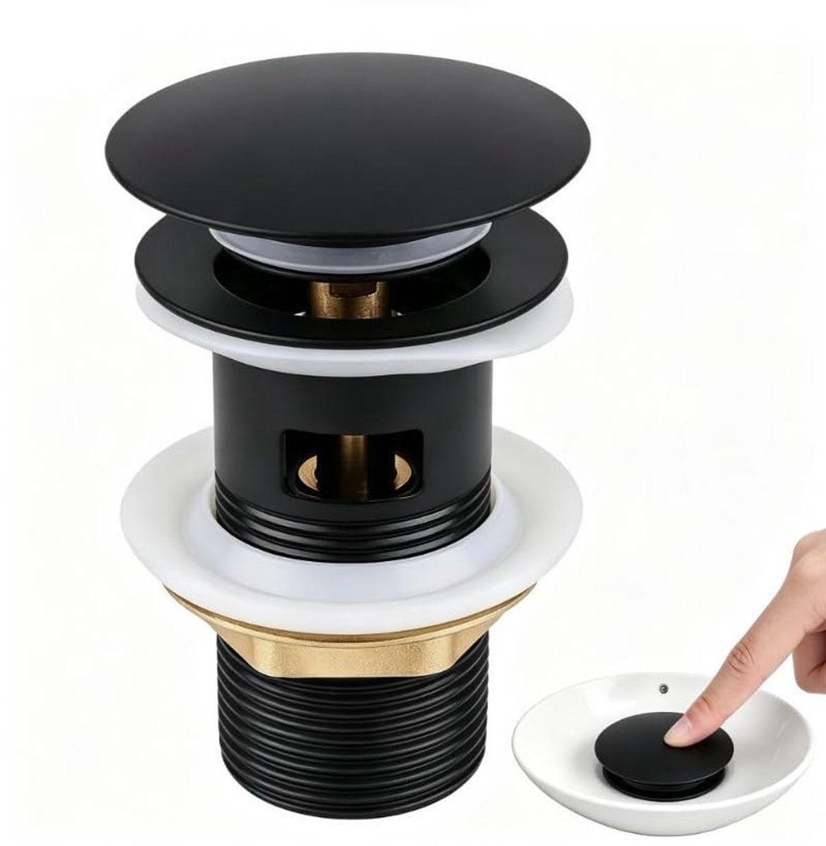 Wastafel Afvoergarnituur - Universeel Pop-Up Click-Clack - Anti-Blokkering - Met Overloop - 1 1/4 inch