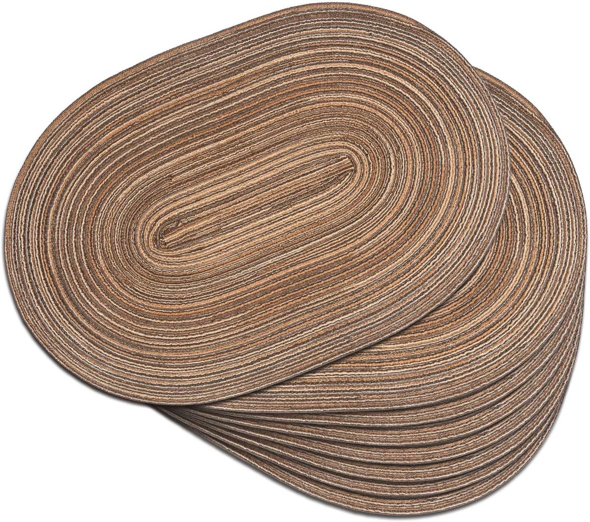 8x Ovaal Gevlochten Placemats – Bruin – Set van 8 Onderleggers – 45x30 cm – Tafeldecoratie – Bruin