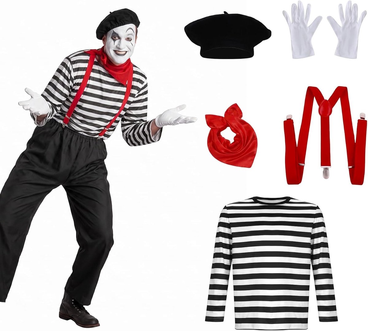 Pantomimekostuum voor Volwassenen - Perfect voor Carnaval, Halloween en Themafeesten, Uniek en Creatief