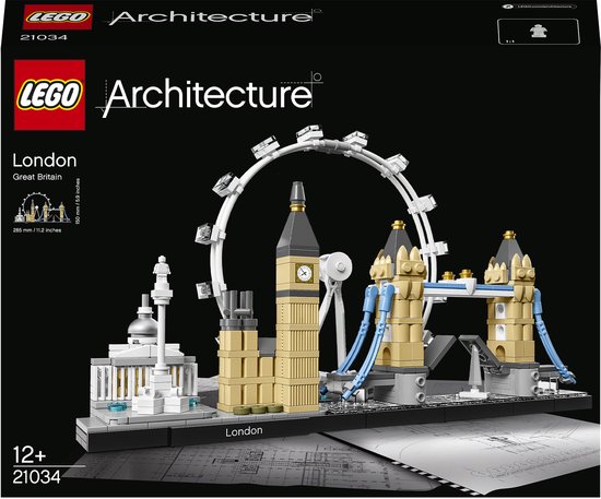 LEGO Architecture Londen 21034 model met de London Eye, Big Ben en Tower Bridge.
