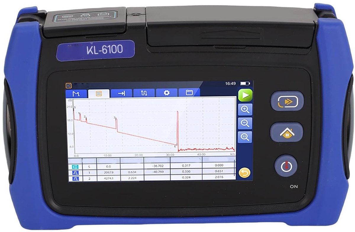 Multifunctionele OTDR Tester met 4.3 Inch Kleurenscherm voor Glasvezel, Ondersteunt 1310, 1550, 1625 Nm Golflengte en 24dB Dynamisch Bereik, Inclusief OPM, SLS, VFL en RJ45