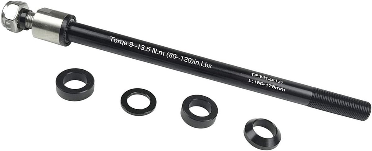 Fietskar koppeling - Steekasadapter - M12 x 1,0 mm - Verstelbaar 160-178 mm - Aluminium en roestvrij staal - Voor MTB en racefiets