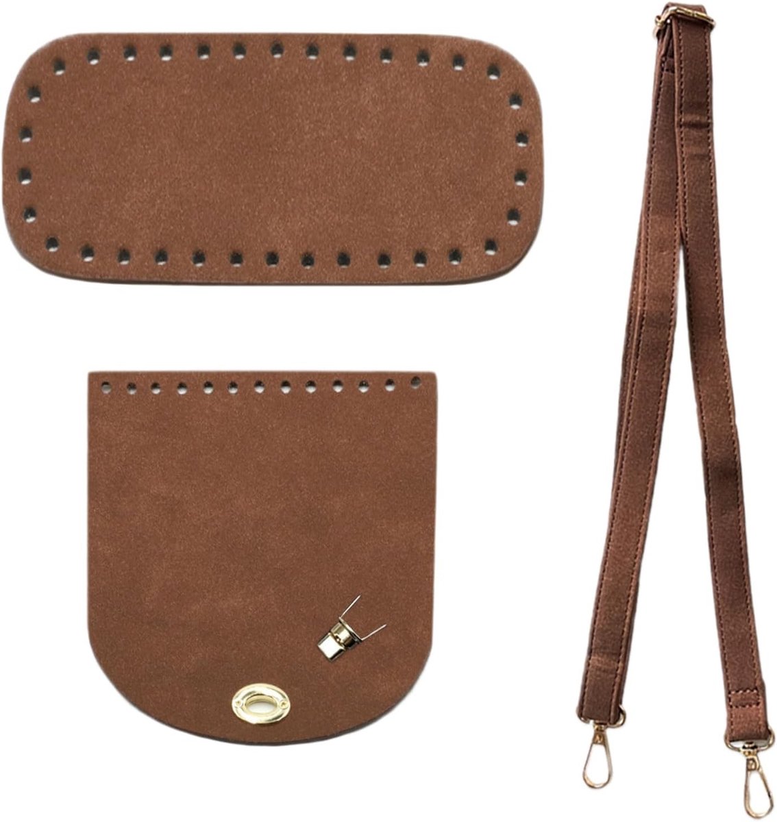 Doe-het-zelf Leren Tas Kit - Koffiebruin - 22 x 10 cm - PU-leer met Verstelbare Schouderriem - Voor Handgemaakte Tassen