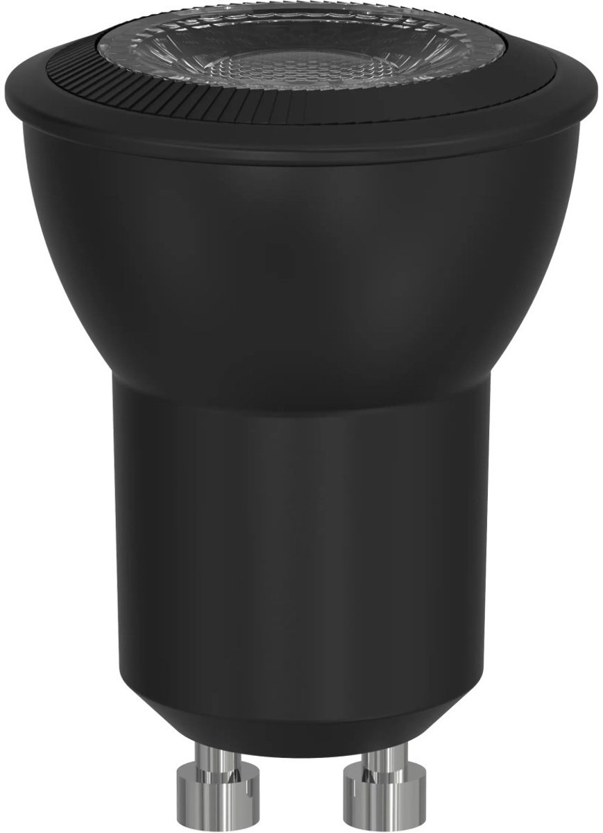 LED GU10 MR11 lamp, 3,35W, 2700K warm wit licht, dimbaar, zwarte uitvoering