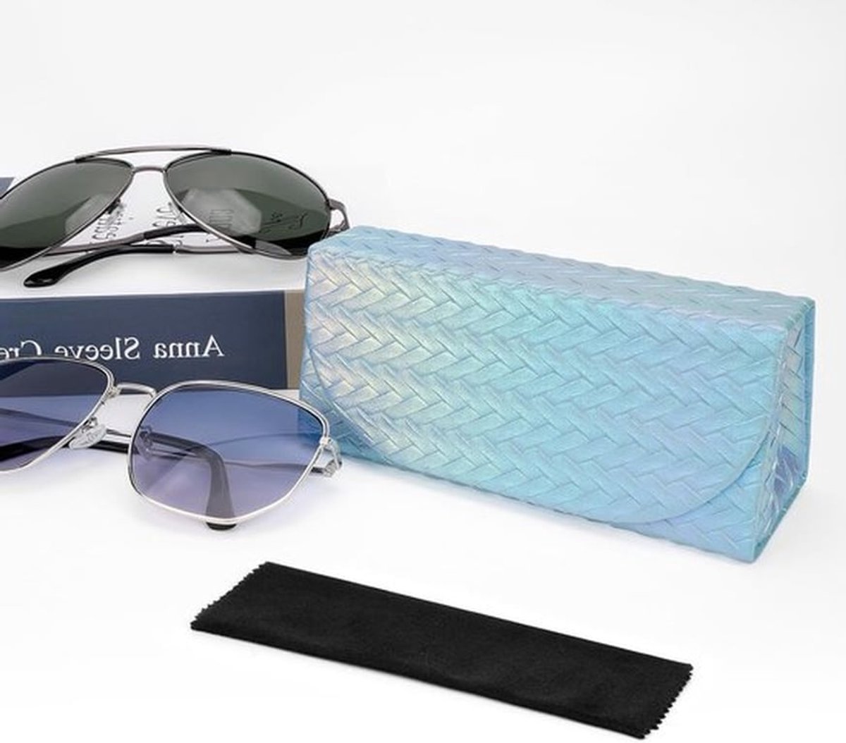 Extra grote brillenkoffers, set van 2, ideaal voor zonnebrillen, reisopbergtas voor grote brillen, geschikt voor verschillende modellen