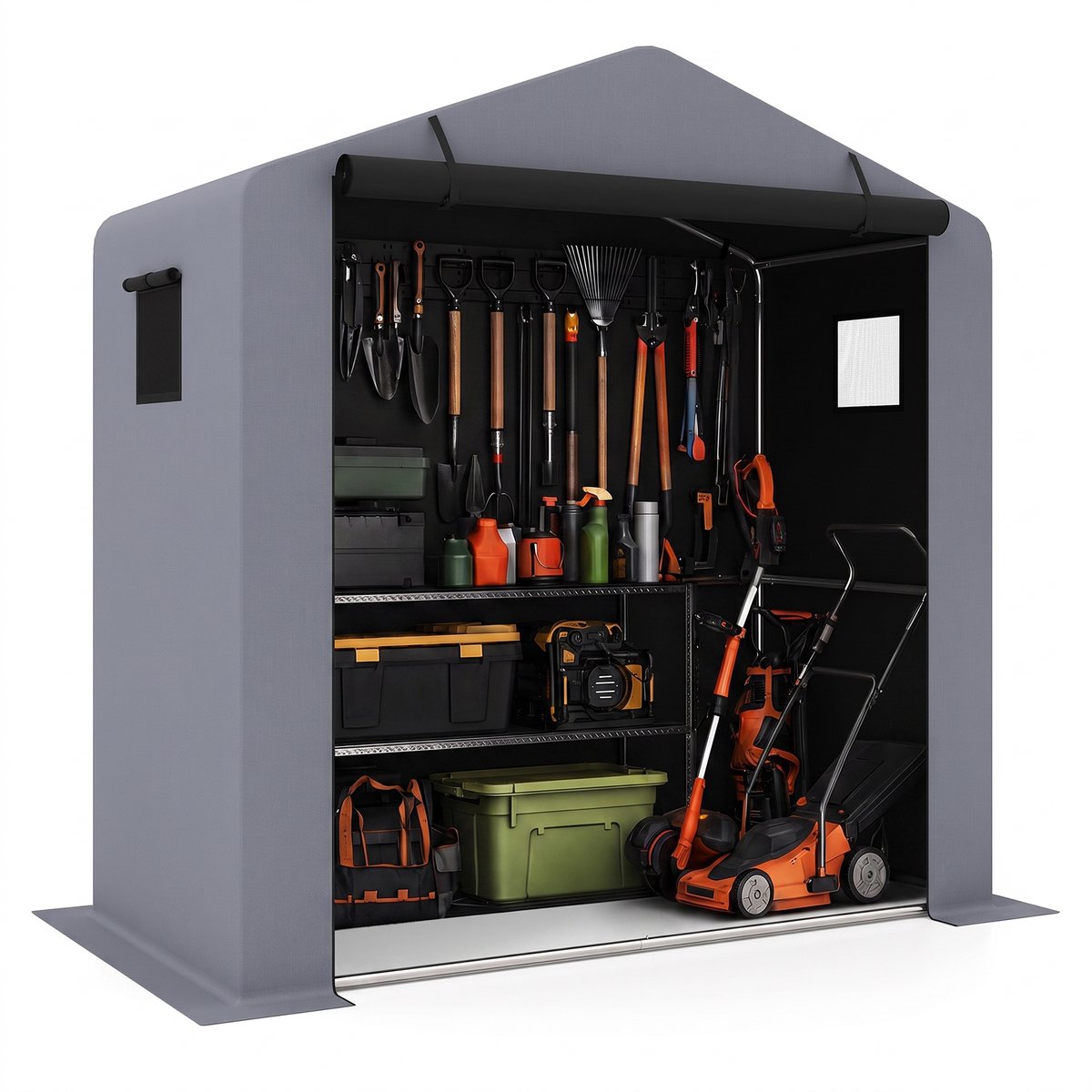 COSTWAY Gereedschapsschuur, tuinhuis outdoor voor tuingereedschap en fiets, 190 x 95 x 194 cm