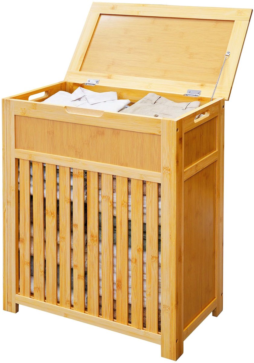 Wasmand - 80 l - met lamellen - naturel