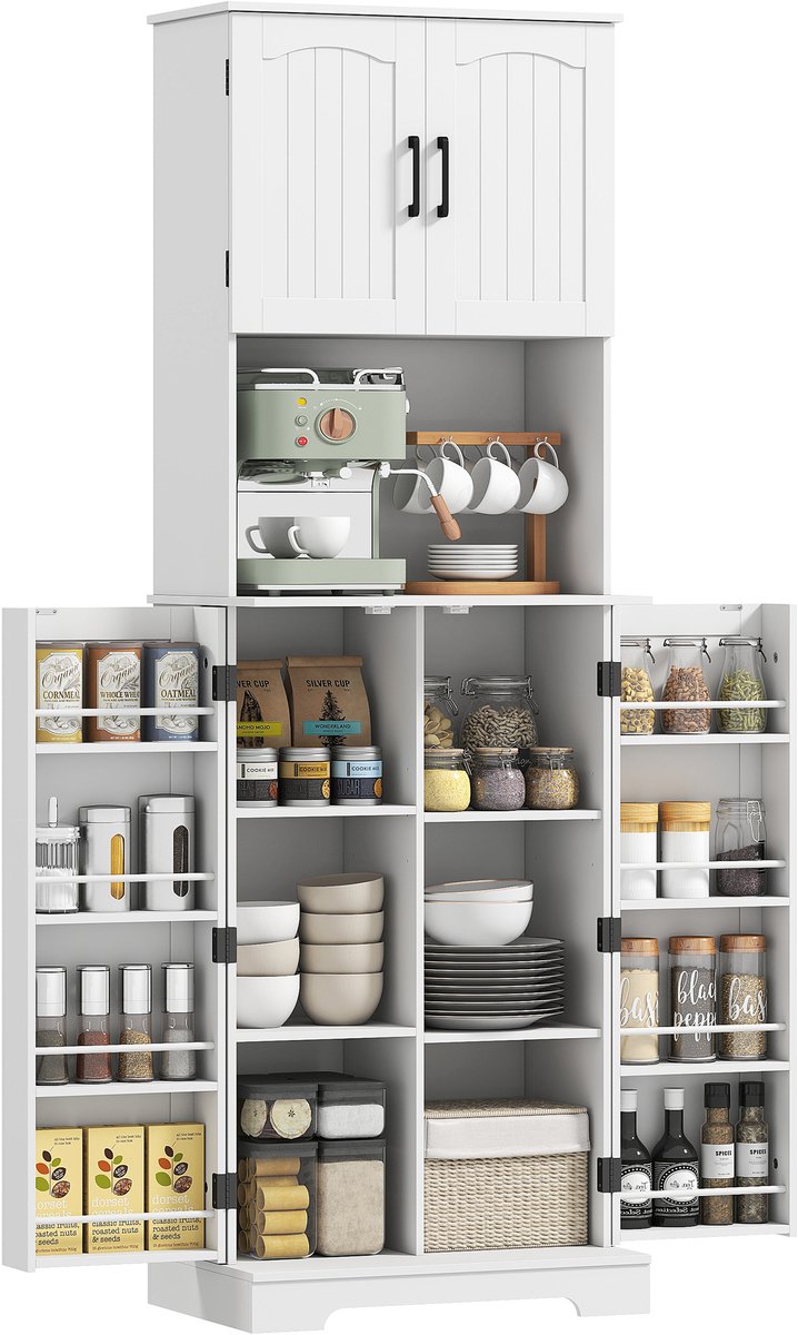 HOMCOM Keukenkast - MDF - 60x40x181,5 cm - Wit