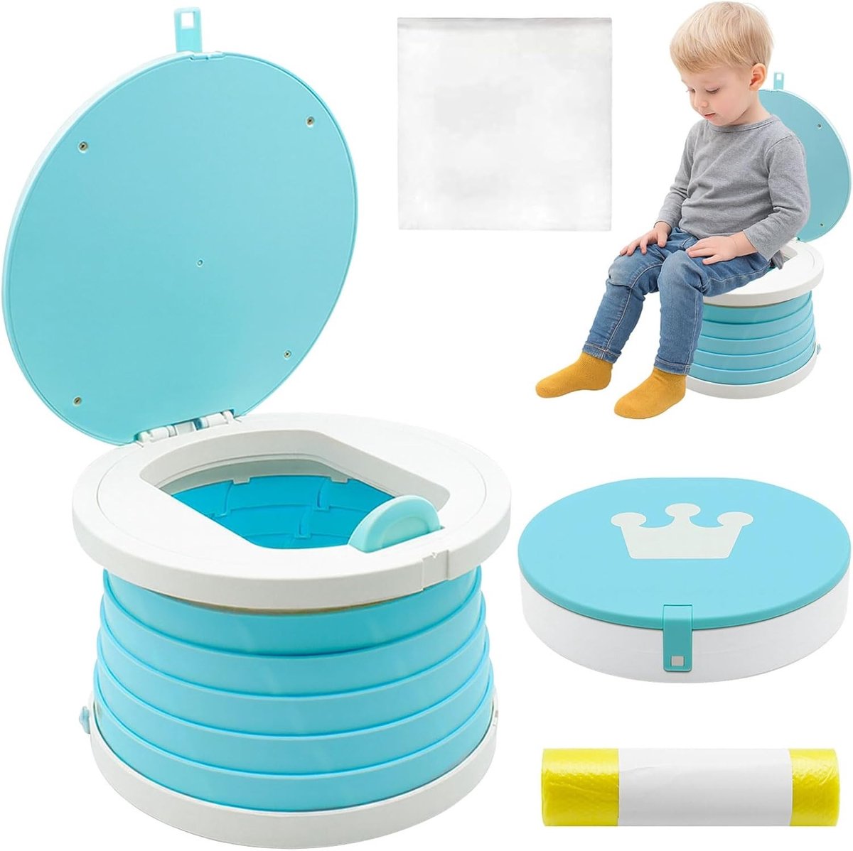 Opvouwbaar potje - Blauw - Opvouwbaar kunststof reistoilet - Voor kinderen vanaf 12 maanden