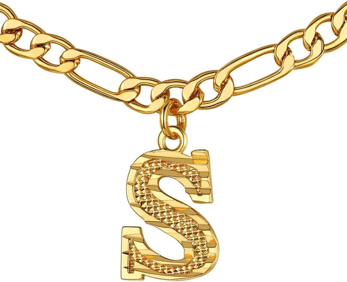 Initialen Choker Ketting voor Dames, 18K Goud Verguld Figaro Ketting, A-Z Alphabet Monogram Sieraad, Elegante Gouden Accessoires, Persoonlijke Cadeaus